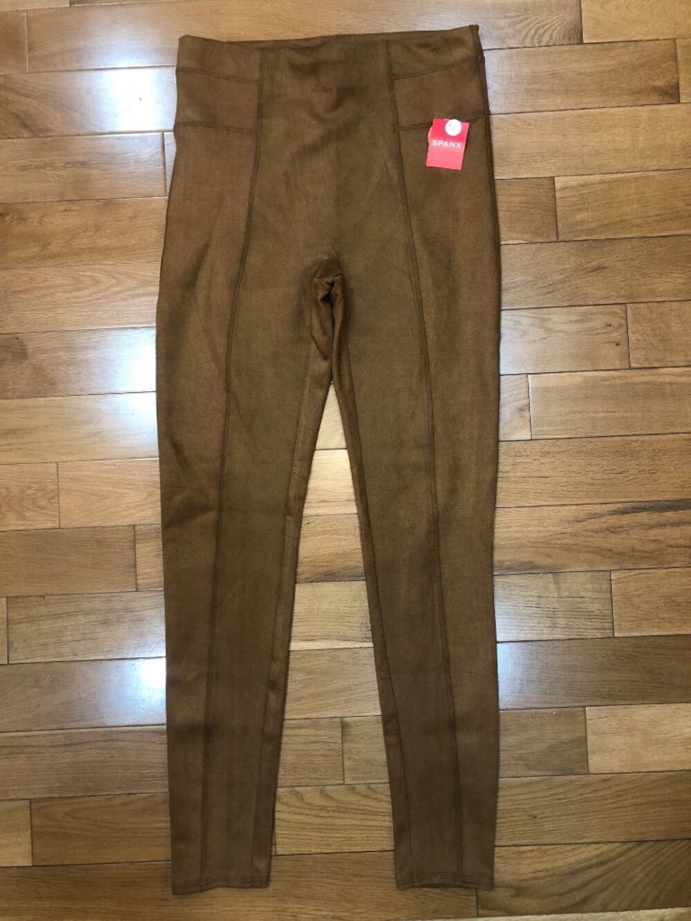 NWT SPANX Faux Suede Leggings Rich Camel Brown Size Tall Large Polished Casual